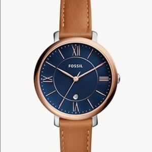 Jacqueline Three-Hand Date Luggage Leather Watch